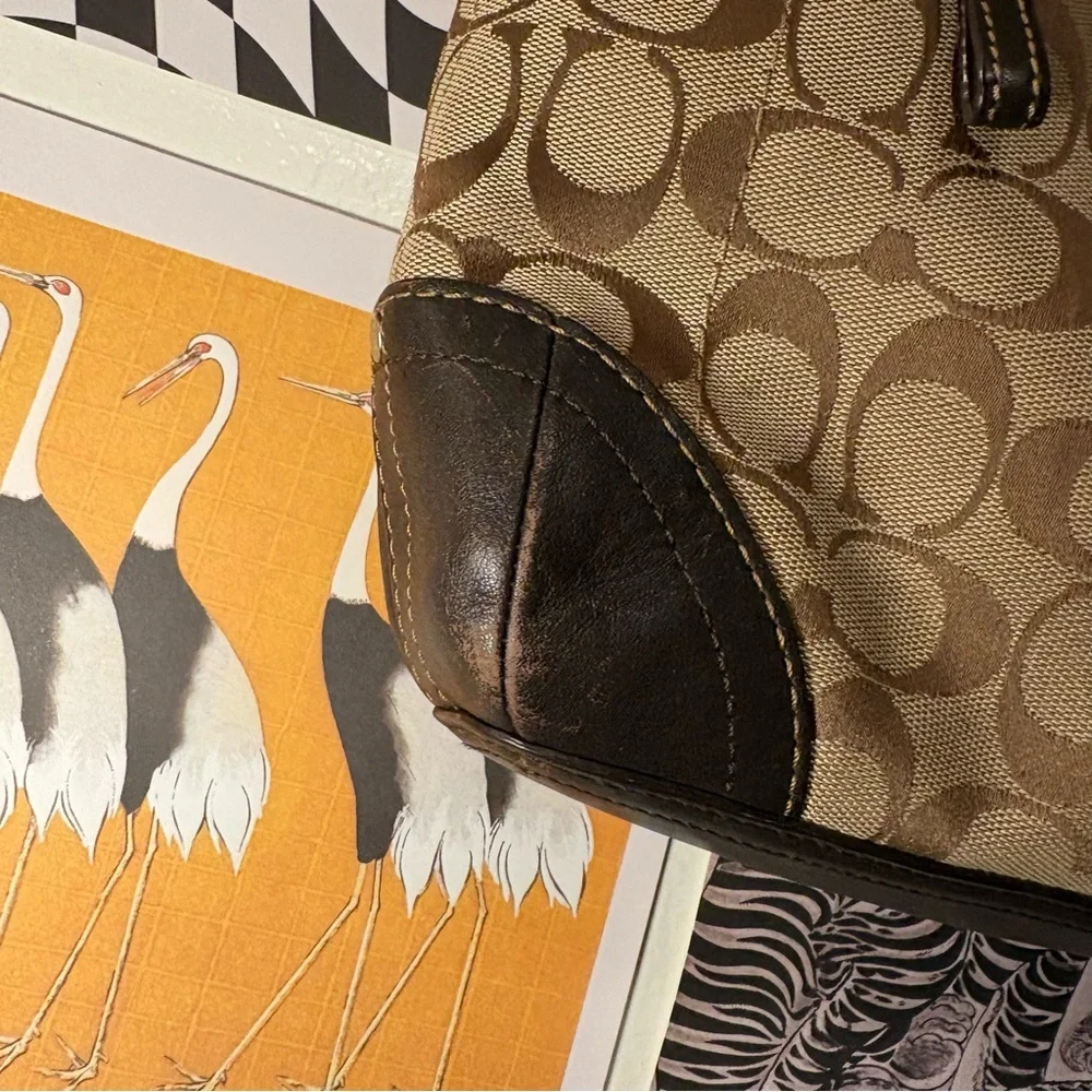 Coach Signature Jacquard Crossbody in Brown & Chocolate Leather